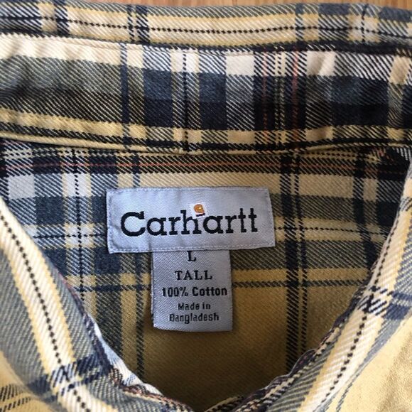 Carhartt Heavyweight Yellow Plaid Button Shirt S175SRW Men’s SIZE TALL LRG - Picture 3 of 7